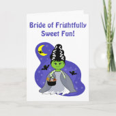 かわいいフランケンシュタインハロウィーンの花嫁とキャンディ カード (正面)