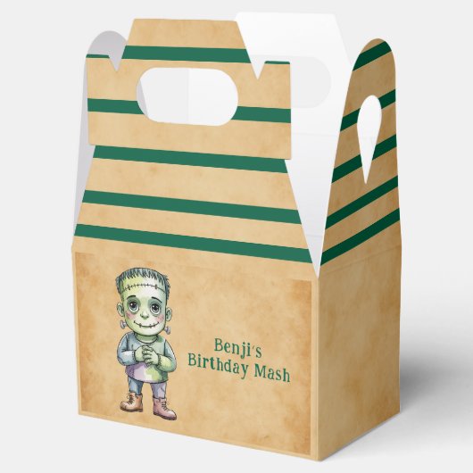 かわいいフランケンシュタインハロウィーン誕生日ボーイパーティー フェイバーボックス (オープン)