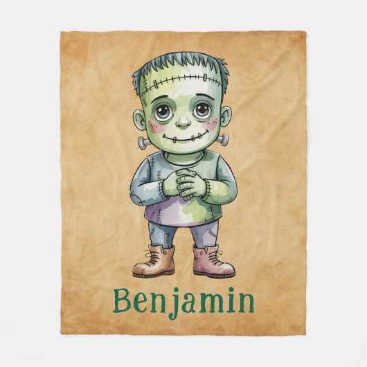 かわいいフランケンシュタインハロウィーン誕生日マッシュギフト フリースブランケット (正面)