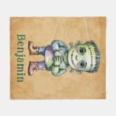 かわいいフランケンシュタインハロウィーン誕生日マッシュギフト フリースブランケット (正面(横))