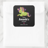 かわいいフランケンシュタインユニコーンハロウィンキッチン スクエアシール (バッグ)