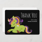 かわいいフランケンシュタインユニコーンハロウィンスケッチ サンキューカード (正面/裏面)