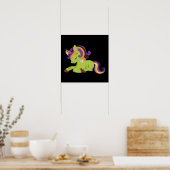 かわいいフランケンシュタインユニコーンハロウィンスケッチ ポスター (キッチン)