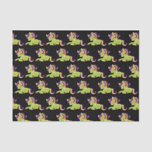 かわいいフランケンシュタインユニコーンハロウィンパターン 薄葉紙 (正面)