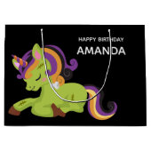 かわいいフランケンシュタインユニコーンハロウィン誕生日 ラージペーパーバッグ (正面)