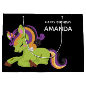 かわいいフランケンシュタインユニコーンハロウィン誕生日 ラージペーパーバッグ (裏面)