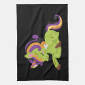 かわいいフランケンシュタインユニコーンハロウィーン キッチンタオル (縦)