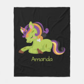 かわいいフランケンシュタインユニコーンハロウィーン フリースブランケット (正面)