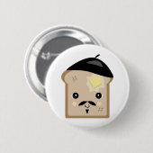 かわいいフランスのトースト 缶バッジ (正面&裏面)