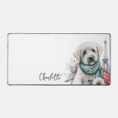 かわいいフランスのドッグ赤白青エッフェルタワーパリ デスクマット (正面)