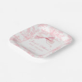 かわいいフランスのピンクのトイルフローラボウベビーガールシャワー ペーパープレート (傾斜あり)