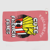 かわいいフランスのフライドフライ、フライ日のパーソナライズされたバレンタイン ゴルフタオル (横)