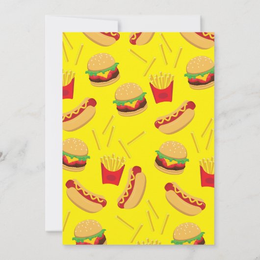 かわいいフランスのフリースkid 1st誕生日パーティーファーストフード 招待状 (裏面)