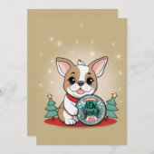 かわいいフランスのブルドッグおめでとう新年 シーズンカード (正面/裏面)