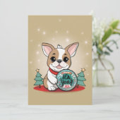 かわいいフランスのブルドッグおめでとう新年 シーズンカード (スタンド正面)