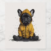 かわいいフランスのブルドッグがレインコートを着る ワインラベル (シングルラベル)