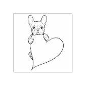 かわいいフランスのブルドッグとハート ラバースタンプ (インプリント)