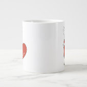 かわいいフランスのブルドッグと赤いハート ジャンボコーヒーマグカップ (正面)