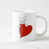 かわいいフランスのブルドッグと赤いハート ジャンボコーヒーマグカップ (右)