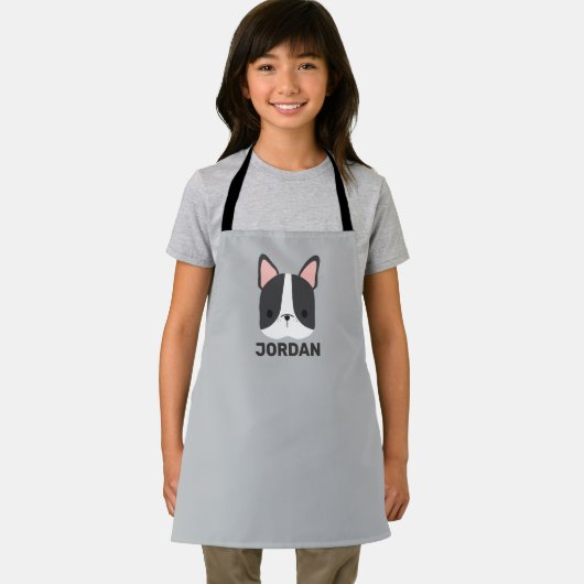 かわいいフランスのブルドッグの名パーソナライズされた前 エプロン (インサイチュ)
