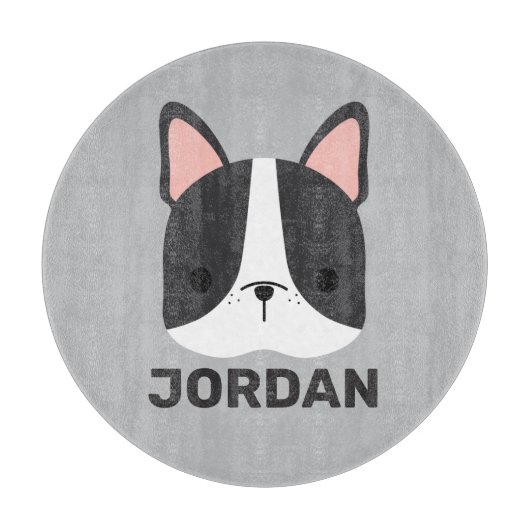 かわいいフランスのブルドッグの名パーソナライズされた前 カッティングボード (正面)