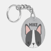 かわいいフランスのブルドッグの名パーソナライズされた前 キーホルダー (正面左)