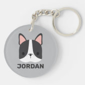 かわいいフランスのブルドッグの名パーソナライズされた前 キーホルダー (裏面)