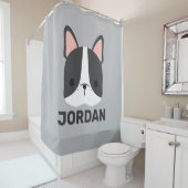 かわいいフランスのブルドッグの名パーソナライズされた前 シャワーカーテン (インサイチュ)