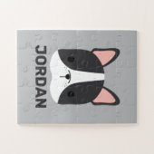 かわいいフランスのブルドッグの名パーソナライズされた前 ジグソーパズル (横)