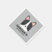 かわいいフランスのブルドッグの名パーソナライズされた前 スタンダードカクテルナプキン (角)
