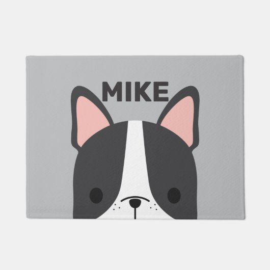 かわいいフランスのブルドッグの名パーソナライズされた前 ドアマット (正面)