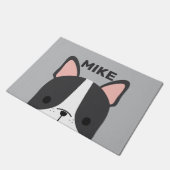 かわいいフランスのブルドッグの名パーソナライズされた前 ドアマット (アングル)