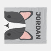 かわいいフランスのブルドッグの名パーソナライズされた前 フリースブランケット (正面(横))