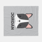 かわいいフランスのブルドッグの名パーソナライズされた前 フリースブランケット (正面(横))