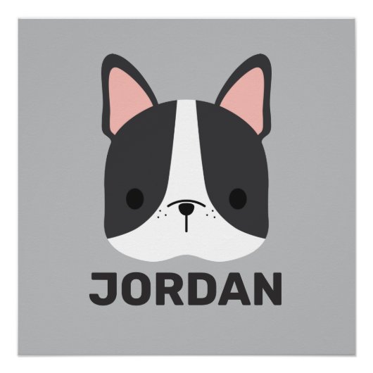 かわいいフランスのブルドッグの名パーソナライズされた前 ポスター (正面)