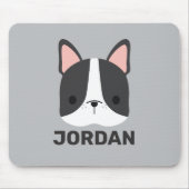 かわいいフランスのブルドッグの名パーソナライズされた前 マウスパッド (正面)