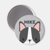 かわいいフランスのブルドッグの名パーソナライズされた前 マグネット (正面/裏面)