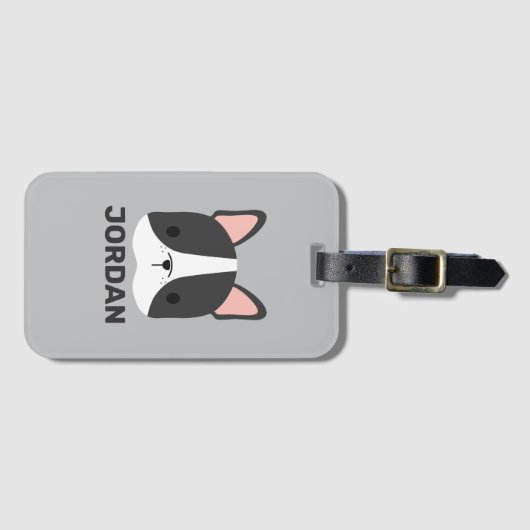 かわいいフランスのブルドッグの名パーソナライズされた前 ラゲッジタグ (正面横)