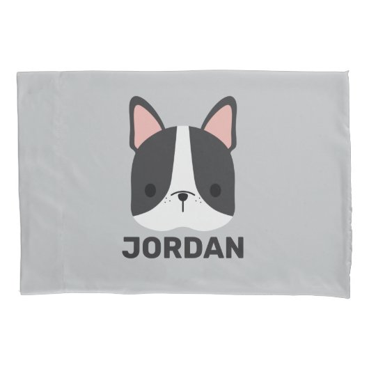 かわいいフランスのブルドッグの名パーソナライズされた前 枕カバー (正面)