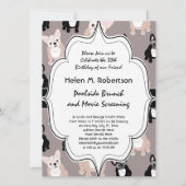 かわいいフランスのブルドッグの子犬のパターン 招待状 (裏面)