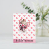 かわいいフランスのブルドッグは私のバレンタイン犬になる シーズンポストカード (スタンド正面)