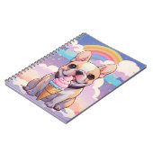 かわいいフランスのブルドッグアイスクリームレインボー ノートブック (左側)