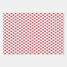 かわいいフランスのブルドッグアニメーションペット赤い白の黒 ラッピングペーパーシート