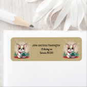 かわいいフランスのブルドッグハッピーニューイヤー差出人住所 ラベル (インサイチュ)