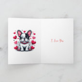 かわいいフランスのブルドッグハッピーバレンタインデー シーズンカード (内部)