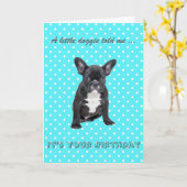 かわいいフランスのブルドッグハッピーバースデーグリーティングカード カード (黄色い花)