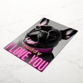 かわいいフランスのブルドッグパパ引用文愛してるよ 箔シーズンカード (回転した状態)