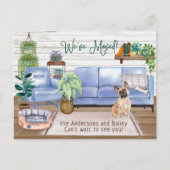 かわいいフランスのブルドッグ居心地の良い新しいホームムービング 案内ポストカード (正面)