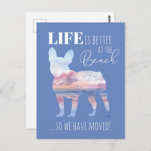 かわいいフランスのブルドッグ新しい住所はがき ポストカード (正面/裏面)