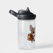 かわいいフランスのブルドッグ新学期虹 ウォーターボトル (右面)